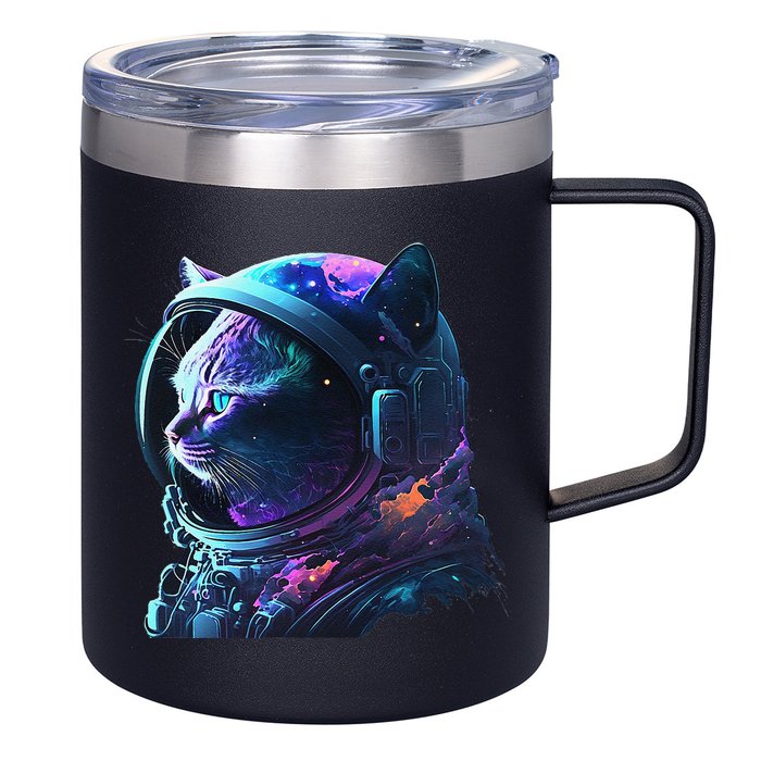 Cat Astronaut In Space Suit And Helmet In The Cosmos Funny 12oz Stainless Steel Coffee Mug