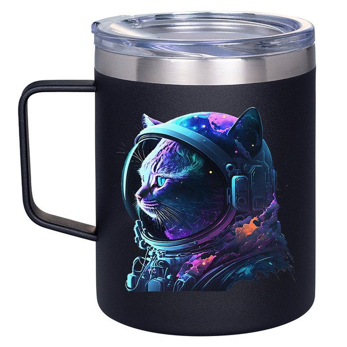 Cat Astronaut In Space Suit And Helmet In The Cosmos Funny 12oz Stainless Steel Coffee Mug