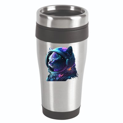 Cat Astronaut In Space Suit And Helmet In The Cosmos Funny 16oz Travel Tumbler