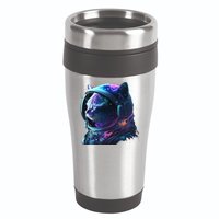 Cat Astronaut In Space Suit And Helmet In The Cosmos Funny 16oz Travel Tumbler