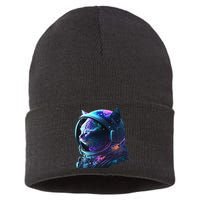 Cat Astronaut In Space Suit And Helmet In The Cosmos Funny Sustainable Knit Beanie