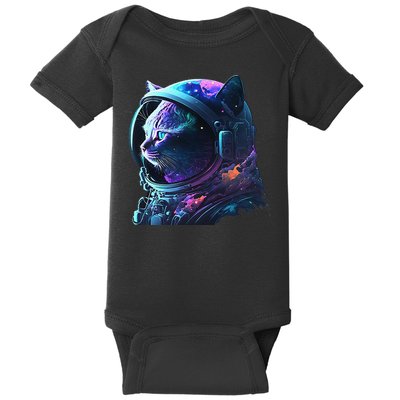 Cat Astronaut In Space Suit And Helmet In The Cosmos Funny Baby Bodysuit