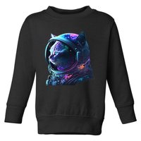 Cat Astronaut In Space Suit And Helmet In The Cosmos Funny Toddler Sweatshirt