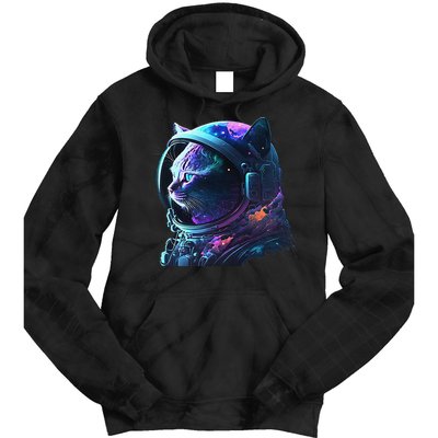 Cat Astronaut In Space Suit And Helmet In The Cosmos Funny Tie Dye Hoodie