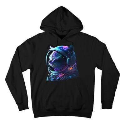 Cat Astronaut In Space Suit And Helmet In The Cosmos Funny Tall Hoodie