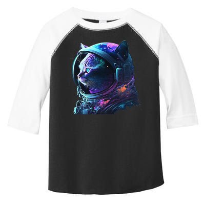 Cat Astronaut In Space Suit And Helmet In The Cosmos Funny Toddler Fine Jersey T-Shirt
