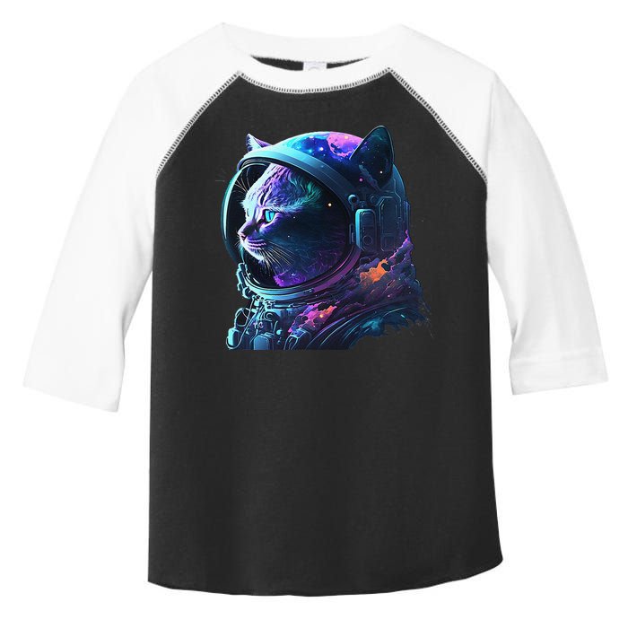 Cat Astronaut In Space Suit And Helmet In The Cosmos Funny Toddler Fine Jersey T-Shirt