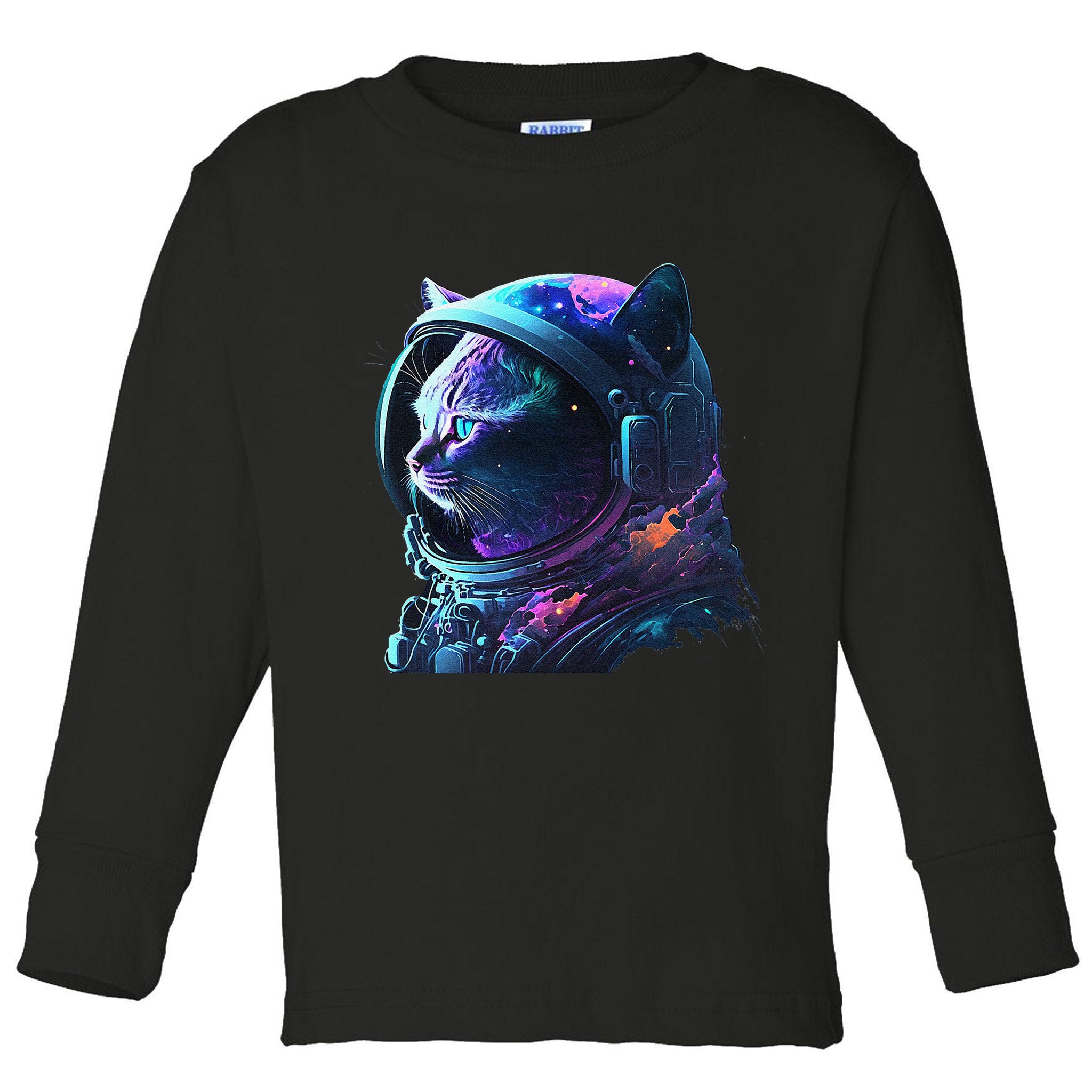 Cat Astronaut In Space Suit And Helmet In The Cosmos Funny Toddler Long Sleeve Shirt