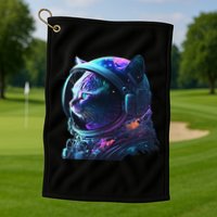 Cat Astronaut In Space Suit And Helmet In The Cosmos Funny Golf Towel