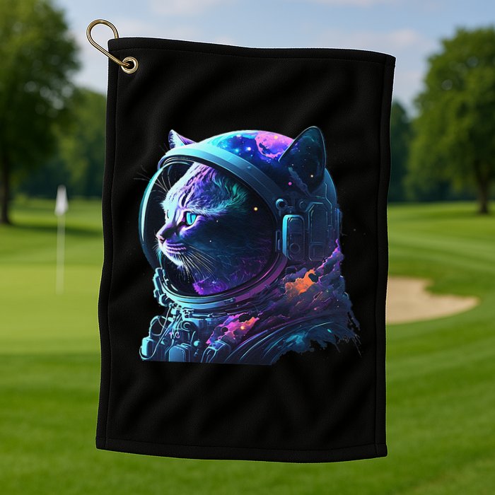 Cat Astronaut In Space Suit And Helmet In The Cosmos Funny Golf Towel