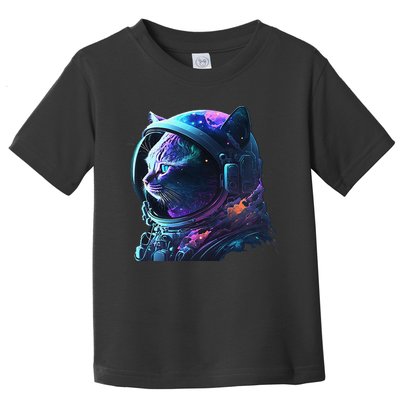 Cat Astronaut In Space Suit And Helmet In The Cosmos Funny Toddler T-Shirt