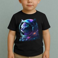 Cat Astronaut In Space Suit And Helmet In The Cosmos Funny Toddler T-Shirt