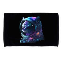 Cat Astronaut In Space Suit And Helmet In The Cosmos Funny Microfiber Hand Towel