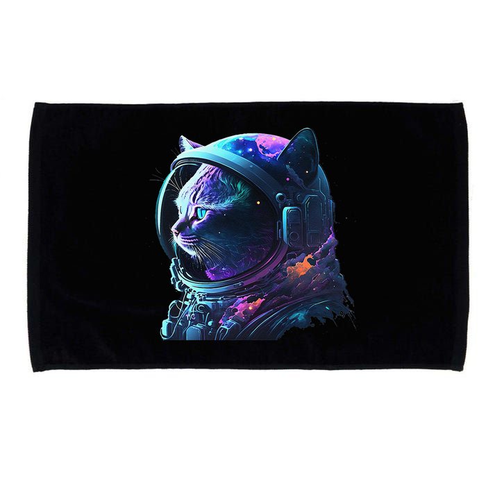 Cat Astronaut In Space Suit And Helmet In The Cosmos Funny Microfiber Hand Towel