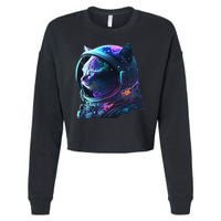 Cat Astronaut In Space Suit And Helmet In The Cosmos Funny Cropped Pullover Crew
