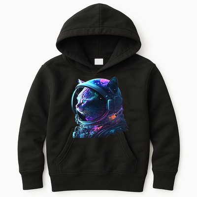Cat Astronaut In Space Suit And Helmet In The Cosmos Funny Kids Hoodie