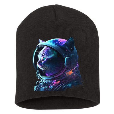 Cat Astronaut In Space Suit And Helmet In The Cosmos Funny Short Acrylic Beanie