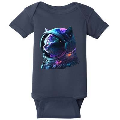 Cat Astronaut In Space Suit And Helmet In The Cosmos Funny Baby Bodysuit