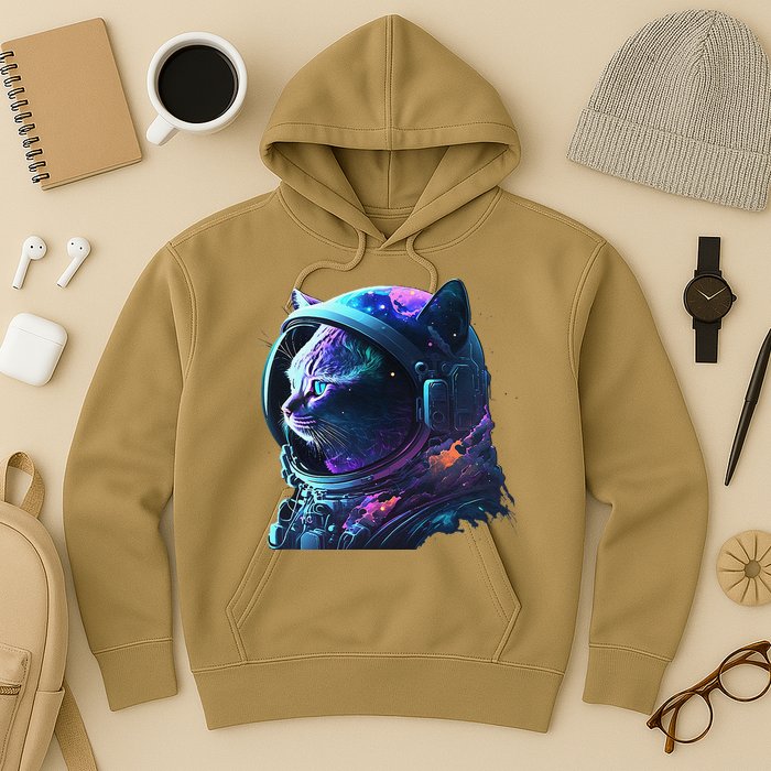 Cat Astronaut In Space Suit And Helmet In The Cosmos Funny Hoodie