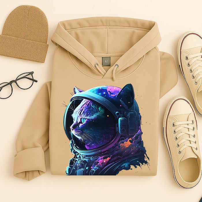 Cat Astronaut In Space Suit And Helmet In The Cosmos Funny Hoodie