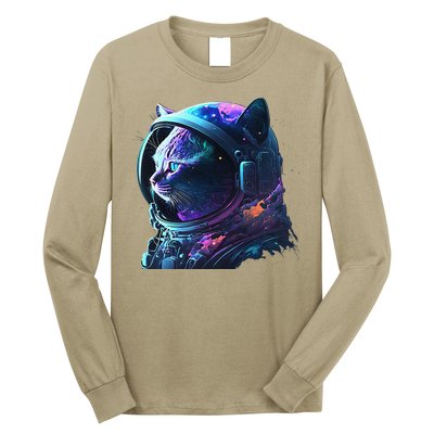 Cat Astronaut In Space Suit And Helmet In The Cosmos Funny Long Sleeve Shirt