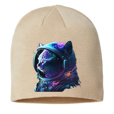 Cat Astronaut In Space Suit And Helmet In The Cosmos Funny Sustainable Beanie