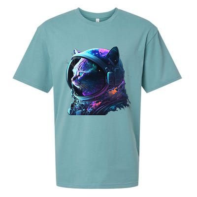 Cat Astronaut In Space Suit And Helmet In The Cosmos Funny Sueded Cloud Jersey T-Shirt