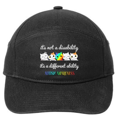 Cat Autism ItS Not A Disability ItS A Different Ability .Png 7-Panel Snapback Hat