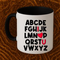 Cute Abcs I Love You Valentine School Teacher Student Life Mug