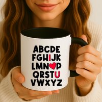 Cute Abcs I Love You Valentine School Teacher Student Life Mug
