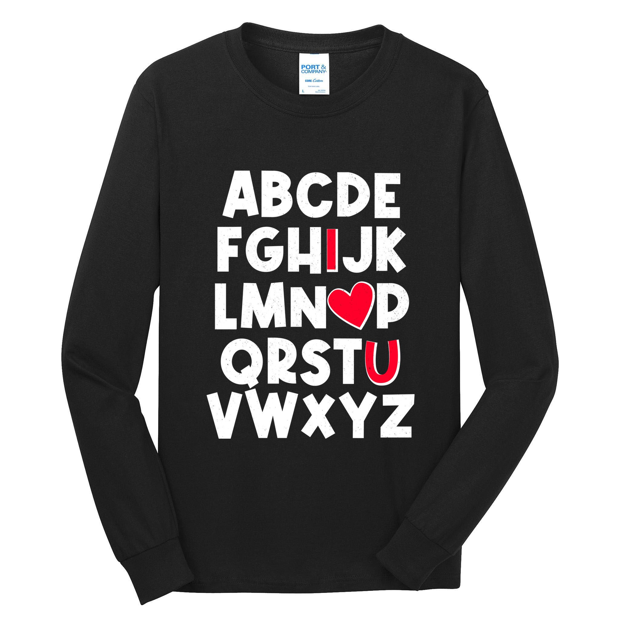 Cute Abcs I Love You Valentine School Teacher Student Life Tall Long Sleeve T-Shirt
