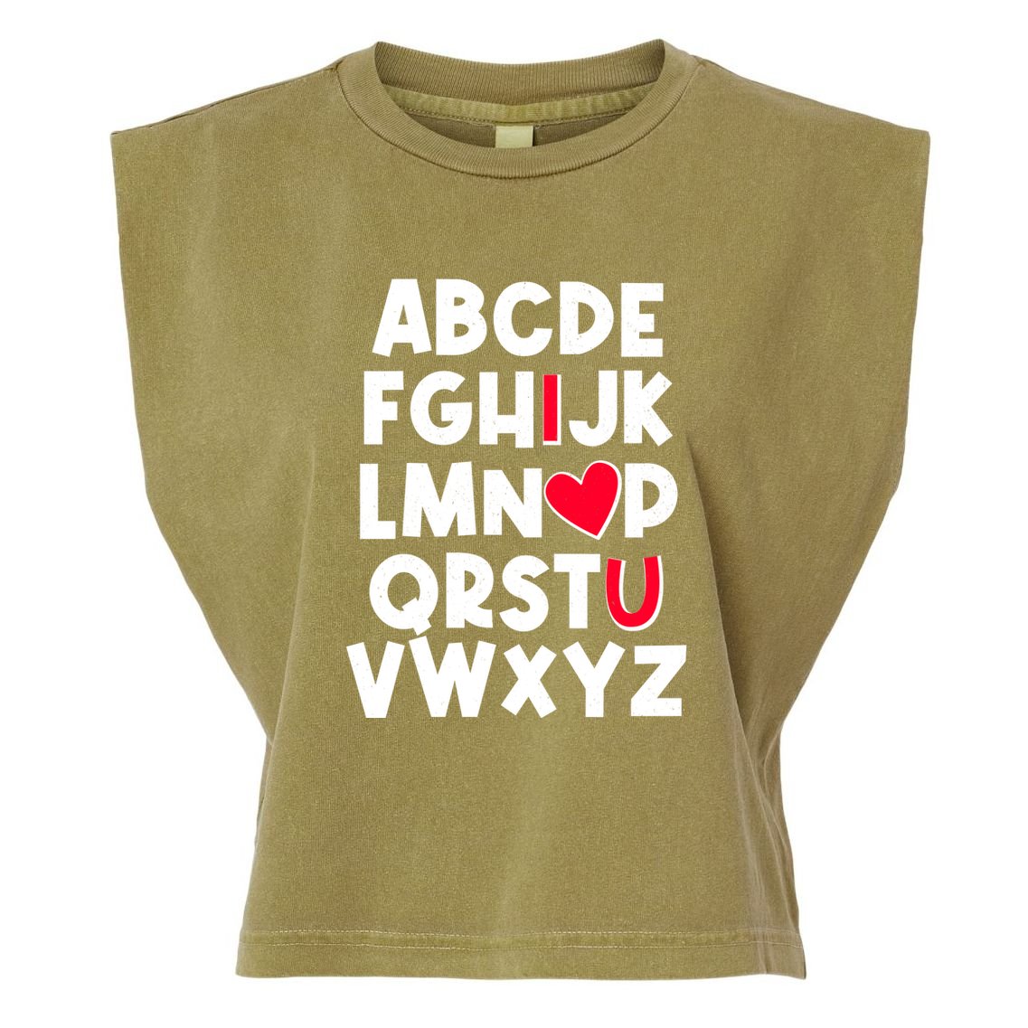 Cute Abcs I Love You Valentine School Teacher Student Life Garment-Dyed Women's Muscle Tee