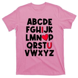 Cute Abcs I Love You Valentine School Teacher Student Life T-Shirt