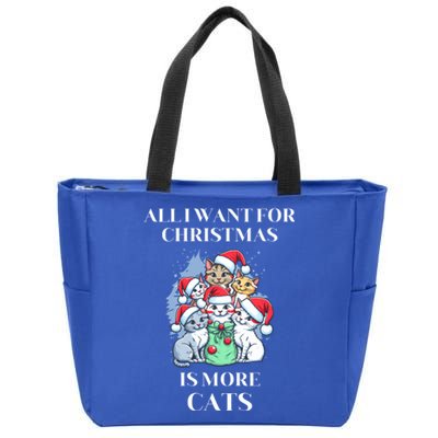 Christmas All I Want For Christmas Is More Cats Cool Gift Zip Tote Bag