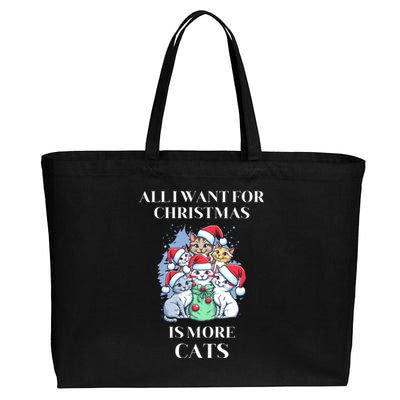 Christmas All I Want For Christmas Is More Cats Cool Gift Cotton Canvas Jumbo Tote