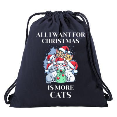 Christmas All I Want For Christmas Is More Cats Cool Gift Drawstring Bag