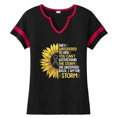 Cancer Awareness I Am The Storm Brain Tumor Warrior Gift Ladies Halftime Notch Neck Tee