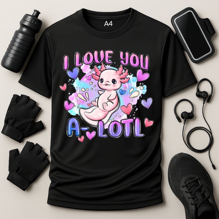 Cute Axolotl I Love You A-Lotl Valentines Day   Cooling Performance Crew T-Shirt