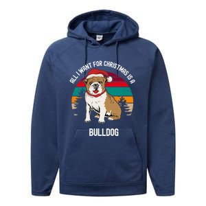 Cute All I Want For Christmas Is A Bulldog Gift Performance Fleece Hoodie