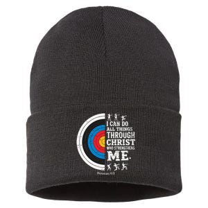 Christian Archery I Can Do All Things Religious Faith Sustainable Knit Beanie