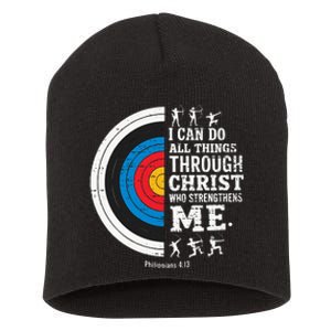 Christian Archery I Can Do All Things Religious Faith Short Acrylic Beanie