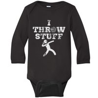 Classic Aged I Throw Stuff Shot Put Athlete Throwing Baby Long Sleeve Bodysuit