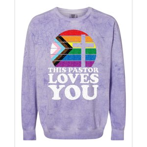 Christian Ally Inclusive Pride Clergy This Pastor Loves You Colorblast Crewneck Sweatshirt