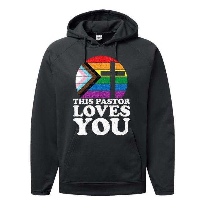 Christian Ally Inclusive Pride Clergy This Pastor Loves You Performance Fleece Hoodie