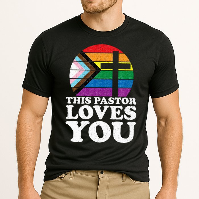 Christian Ally Inclusive Pride Clergy This Pastor Loves You Cooling Performance Crew T-Shirt
