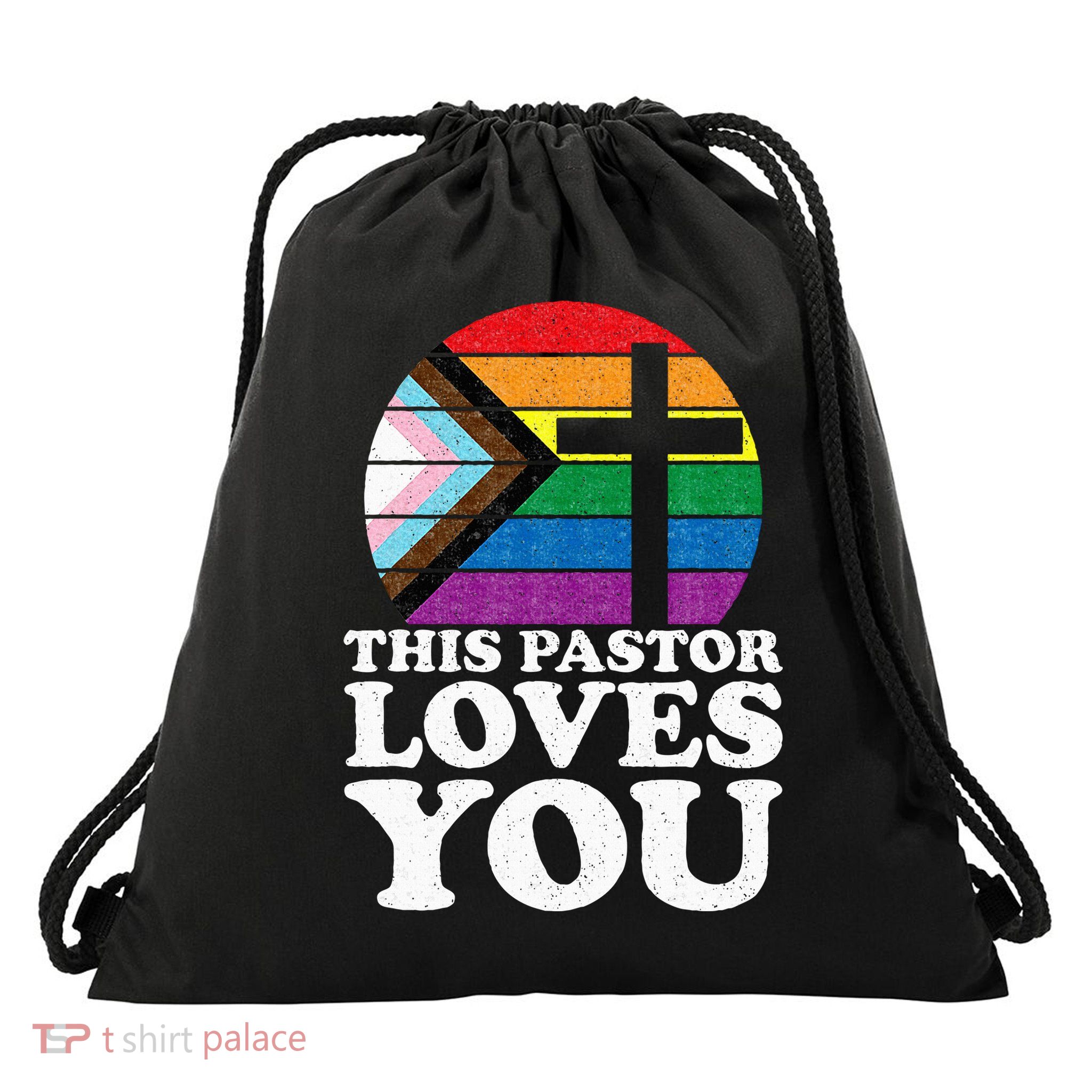 Christian Ally Inclusive Pride Clergy This Pastor Loves You Drawstring Bag