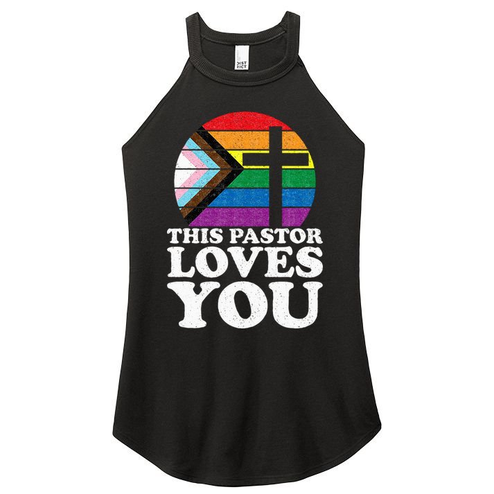 Christian Ally Inclusive Pride Clergy This Pastor Loves You Women's Perfect Tri Rocker Tank