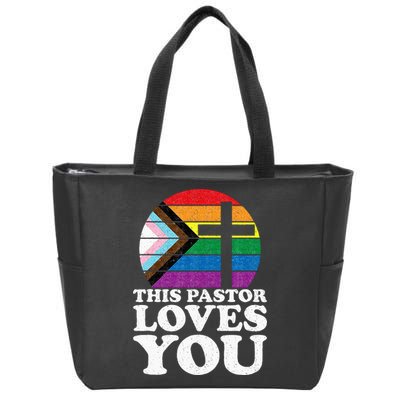 Christian Ally Inclusive Pride Clergy This Pastor Loves You Zip Tote Bag