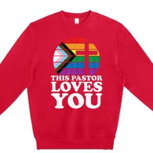 Christian Ally Inclusive Pride Clergy This Pastor Loves You Premium Crewneck Sweatshirt