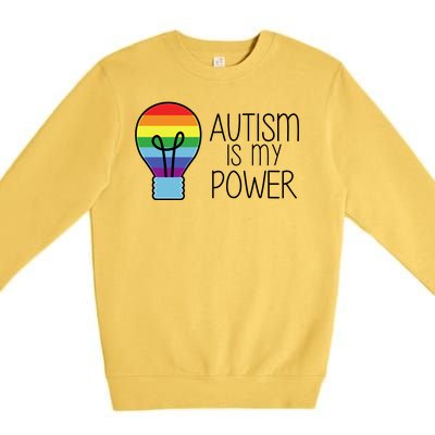 Cute Autism Is My Power Colorful Rainbow Light Bulb Premium Crewneck Sweatshirt